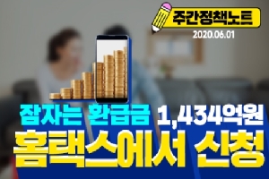 주간정책노트
2020.6.1.
잠자는 환급금 1,434억원
홈택스에서 신청