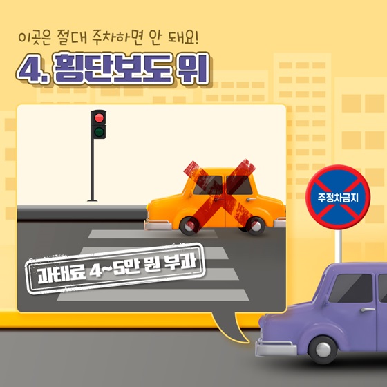 4. 횡단보도 위 → 과태료 4~5만 원 부과