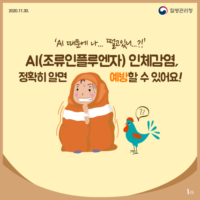 AI때무에 나... 떨고 있니?!
AI(조류인플루엔자)인체감염, 정확히 알면 예방할 수 있어요!