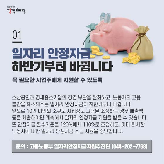 주간정책
2019.6.17.
하반기에 달라지는
일자리 안정자금