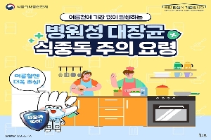 여름철에 가장 많이 발생하는
병원성대장균 식중독 주의 요평